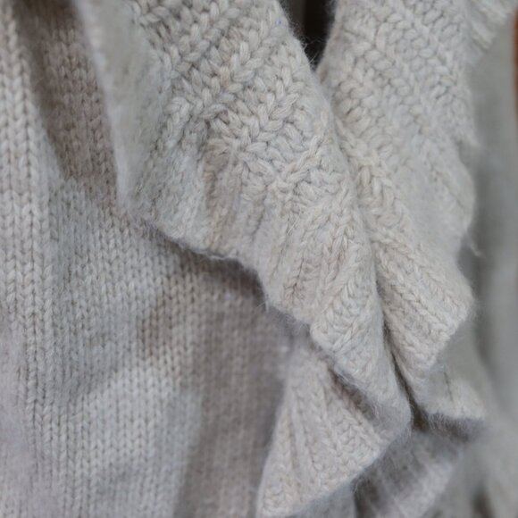Sarah Spencer Light Gray Marled Ruffle Front Cropped Cardigan Sweater XL Angora - Picture 7 of 15